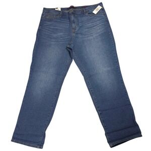Gloria Vanderbilt Womens Boyfriend Jeans 16 Dark Denim Cuffed Stretch NWT Costco